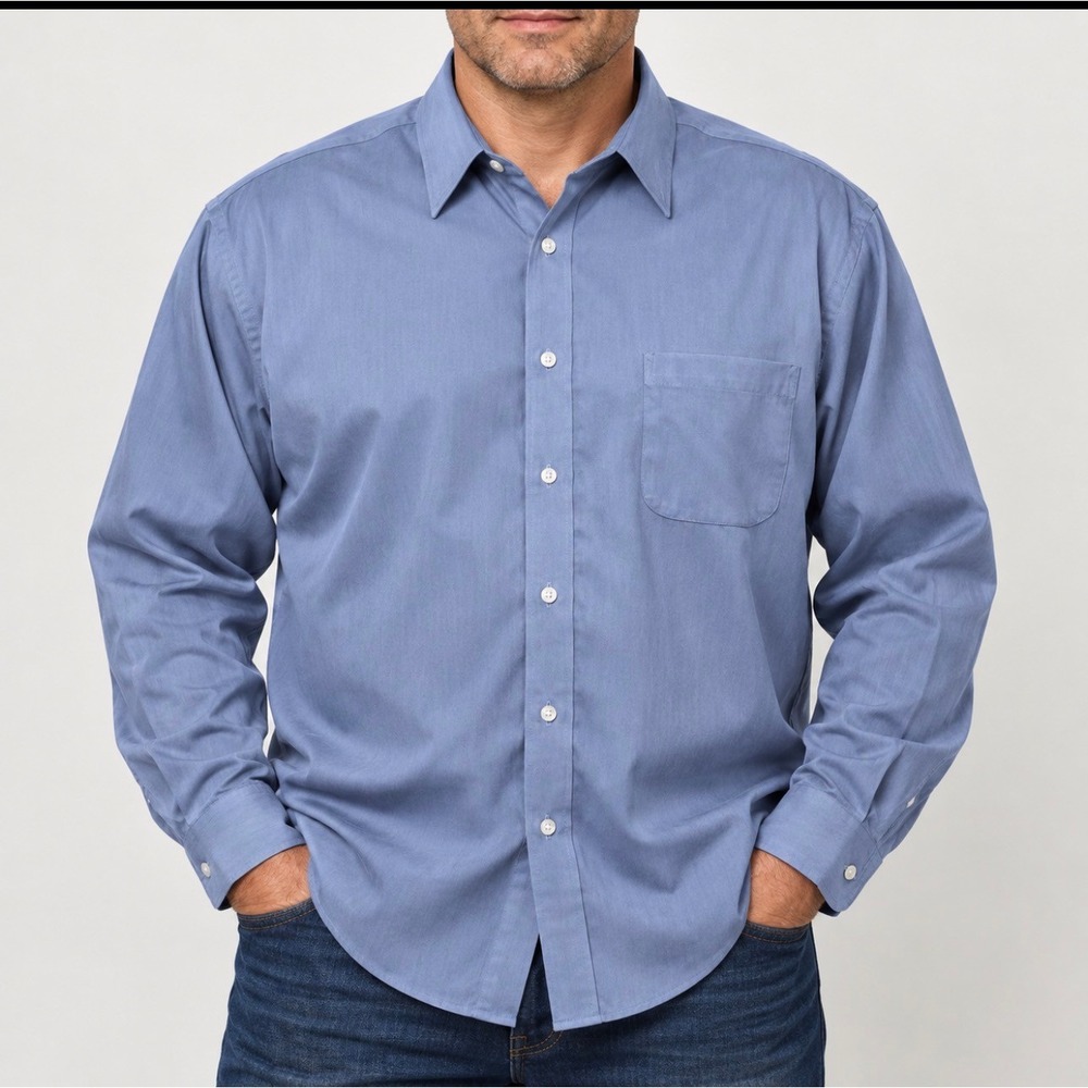 Roundtree & Yorke Shirt XXL Blue GOOD TravelSmart Button Down Long Sleeve